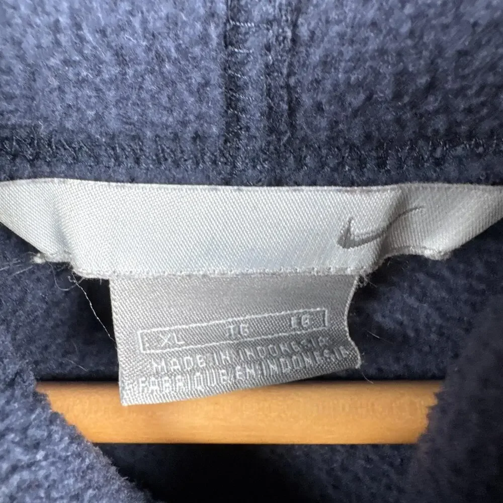 Vintage Nike Hoodie Mens XL Navy Blue Fleece Pullover Kangaroo Pocket Sweatshirt